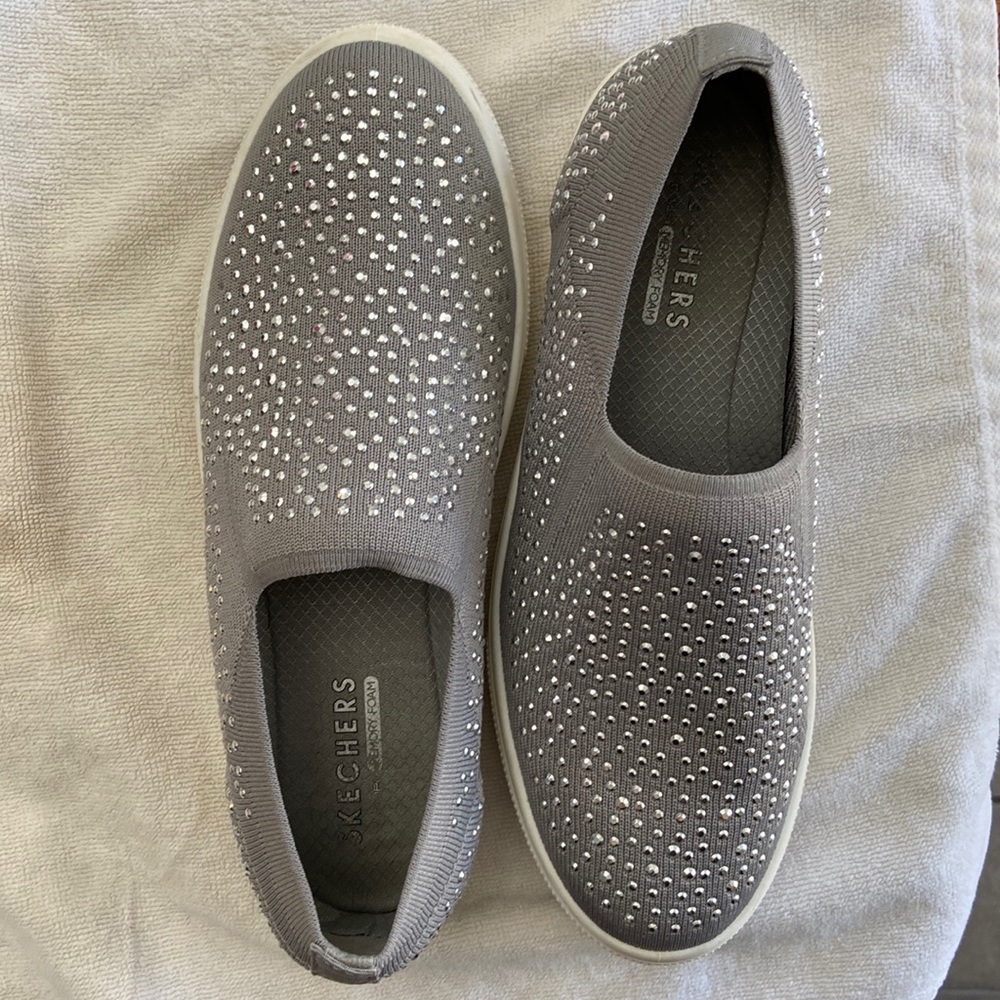 Skechers Rhinestone Memory Foam Slip-ons